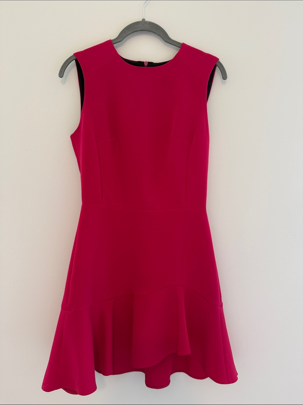 Sleeveless Hot Pink Mini Dress with Flounce Hem